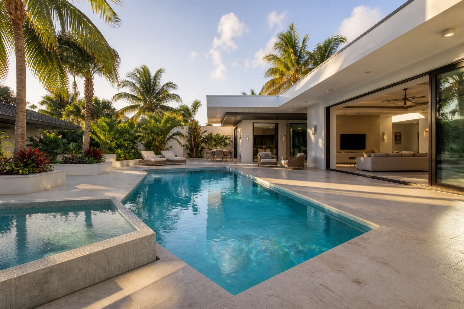 Modern South Florida home with a pool and indoor-outdoor living